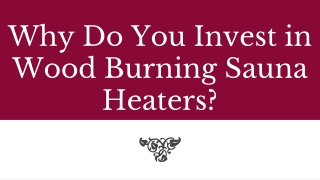 Why Do You Invest in Wood Burning Sauna Heaters?