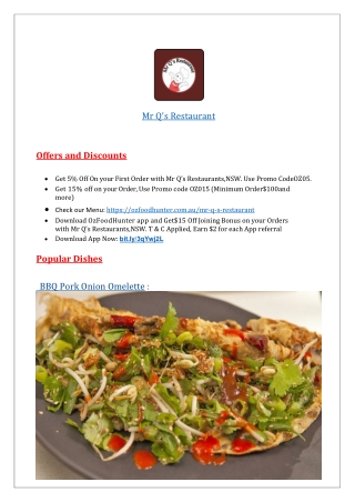 $5 Off - Mr Q's Restaurant Menu Leichhardt,NSW