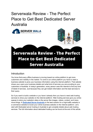 Serverwala Review - The Perfact Place to Get Best Dedicated Server Australia