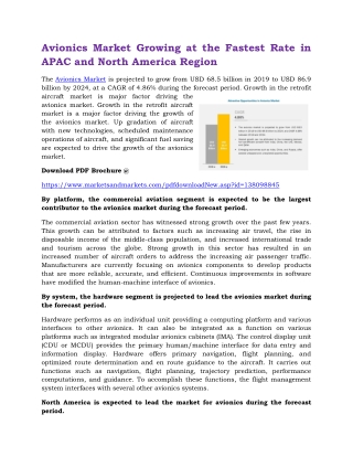 Avionics Market Growing at the Fastest Rate in APAC and North America Region