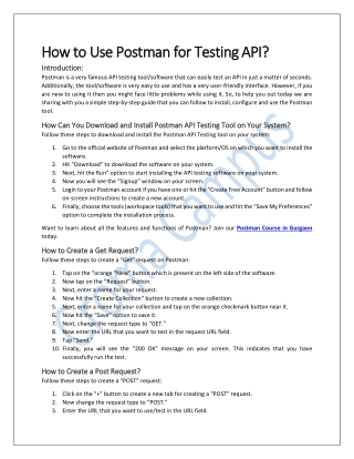 How to Use Postman for Testing an API