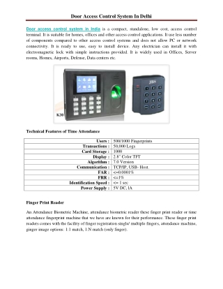 Door Access Control System In Delhi