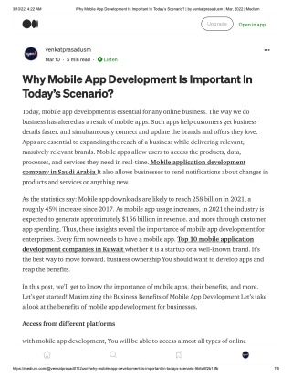 Why Mobile App Development Is Important In Today’s Scenario_ _ by venkatprasadusm _ Mar, 2022 _ Medium