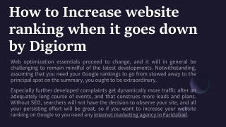 How to Increase website ranking when it goes down by Digiorm _