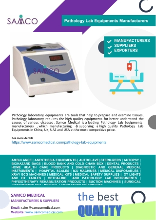 Pathology Lab Equipments Manufacturers