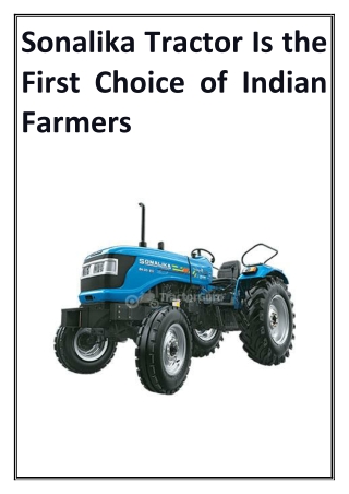 Sonalika Tractor Is the First Choice of Indian Farmers