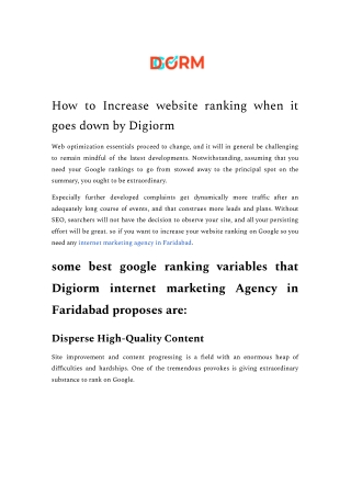 How to Increase website ranking when it goes down by Digiorm