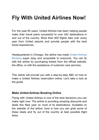 Fly With United Airlines Now!
