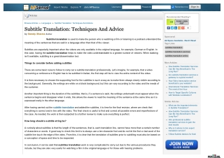 Subtitle Translation Techniques And Advice