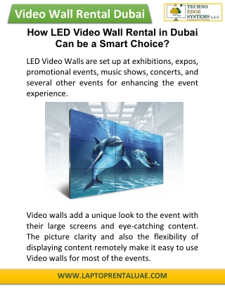 How LED Video Wall Rental in Dubai Can be a Smart Choice?