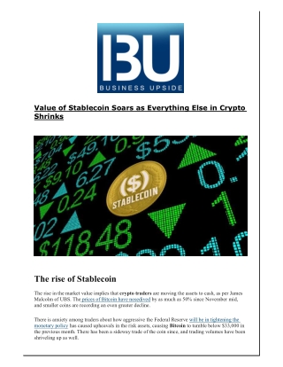 Value of Stablecoin Soars as Everything Else in Crypto Shrinks