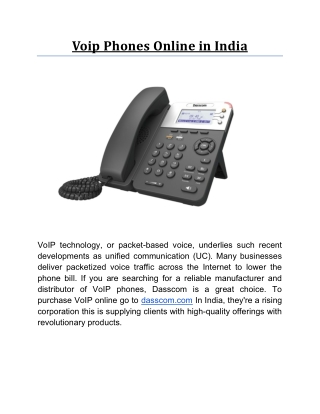 Voip Phones Online in India