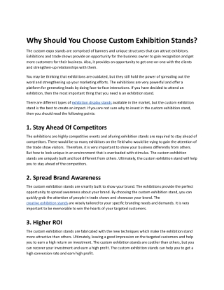 Why Should You Choose Custom Exhibition Stands?