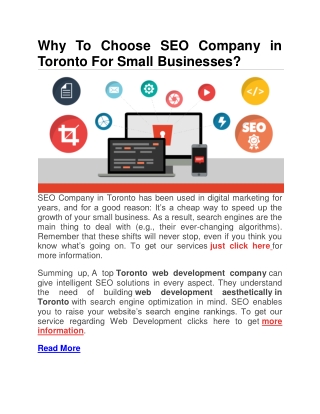 Why To Choose SEO Company in Toronto For Small Businesses