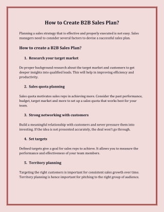 How to Create B2B Sales Plan?