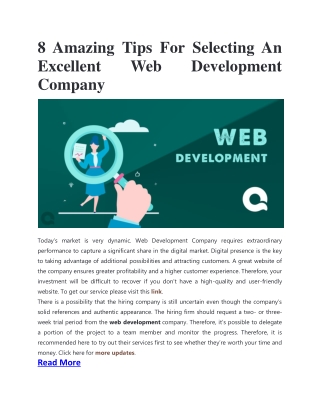 8 Amazing Tips For Selecting An Excellent Web Development Company