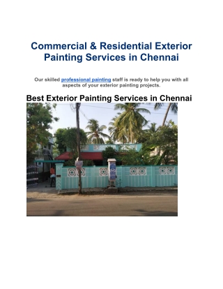 Commercial & Residential Exterior Painting Services in Chennai
