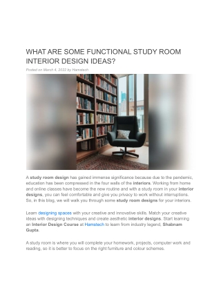 WHAT ARE SOME FUNCTIONAL STUDY ROOM INTERIOR DESIGN IDEAS