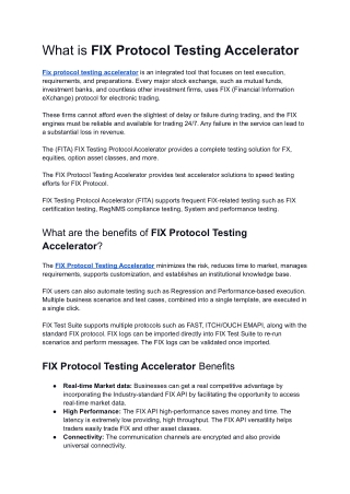 What is FIX Protocol Testing Accelerator