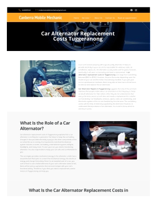 Car Alternator Replacement Costs in Tuggeranong