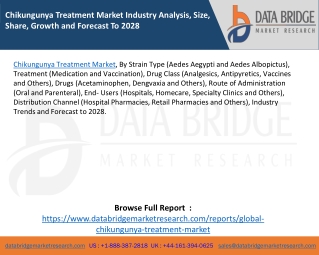 Chikungunya Treatment Market Industry Analysis, Size, Share, Growth and Forecast To 2028