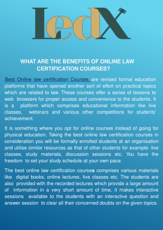 BENEFITS OF ONLINE LAW CERTIFICATION COURSES