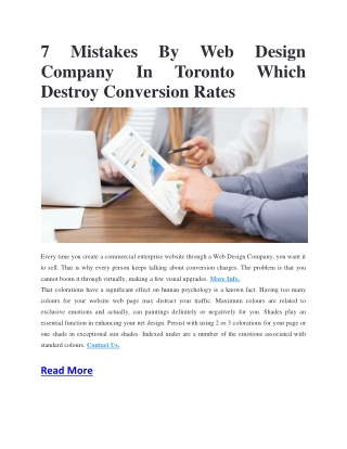 7 Mistakes By Web Design Company In Toronto Which Destroy Conversion Rates