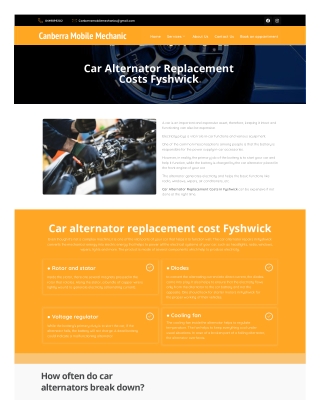 Car Alternator Replacement Costs in Fyshwick