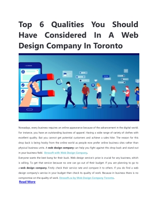 Top 6 Qualities You Should Have Considered In A Web Design Company In Toronto