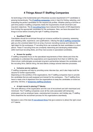 4 Things About IT Staffing Companies
