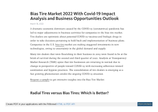 Bias Tire Market to Expand at a CAGR of ~4% till 2030