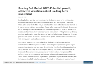 Bowling Ball Market - Competitive Insight, Key Drivers and Forecast 2018-2026