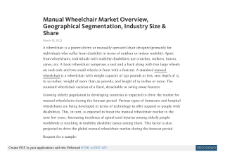 Manual Wheelchair Market - Insights, Size, Forecast 2026