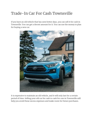 Trade-In Car For Cash Townsville