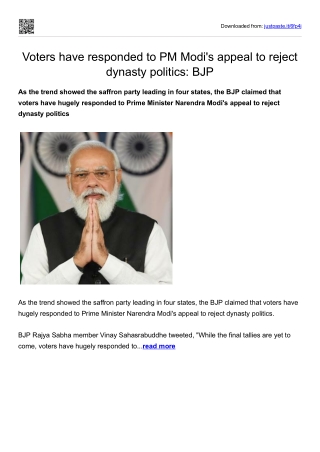 Voters have responded to PM Modi's appeal to reject dynasty politics_BJP