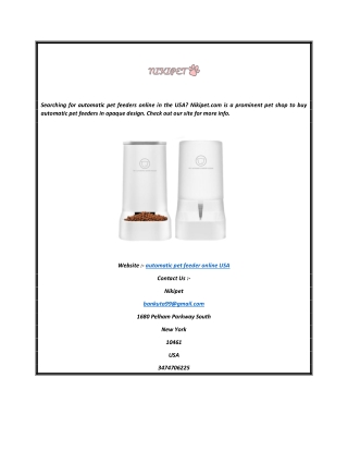 Automatic Pet Feeder Online Usa  Nikipet.com