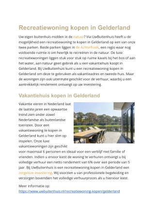 Vakantiehuis kopen Gelderland
