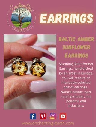 Shop Baltic Amber Sunflower Earrings | Enchanting Earth