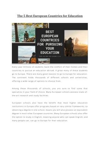 The 5 Best European Countries for Education