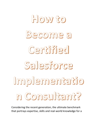 How to Become a Certified Salesforce Implementation Consultant?