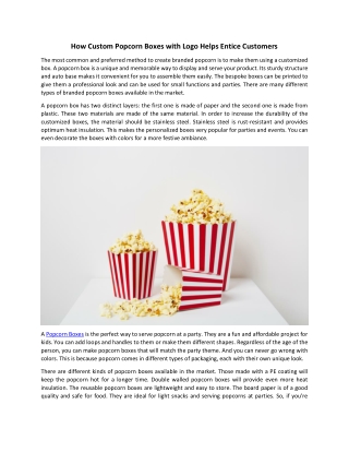 How Custom Popcorn Boxes with Logo Helps Entice Customers