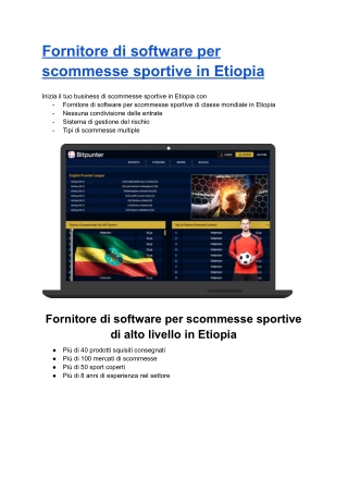 Fornitore di software per scommesse sportive in Etiopia