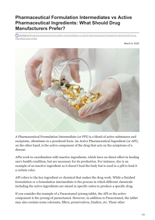 zimlab.in-Pharmaceutical Formulation Intermediates vs Active Pharmaceutical Ingredients What Should Drug Manufa