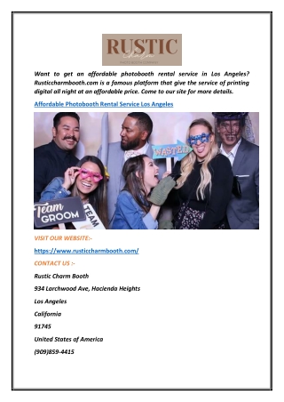 Affordable Photobooth Rental Service Los Angeles  Rusticcharmbooth.com