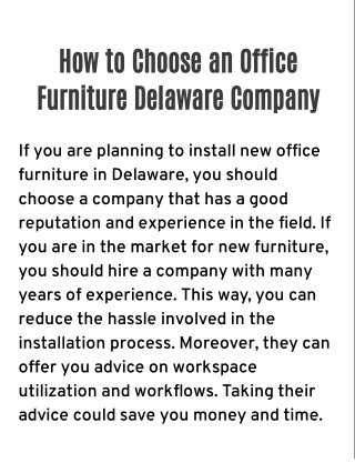 How to Choose an Office Furniture Delaware Company