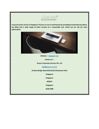 Singapore Tax  Acutus-ca.com