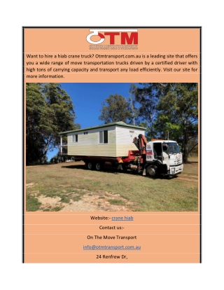 Crane Hiab | Otmtransport.com.au