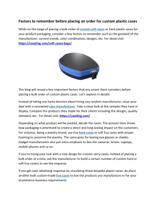 Factors to remember before placing an order for custom plastic cases
