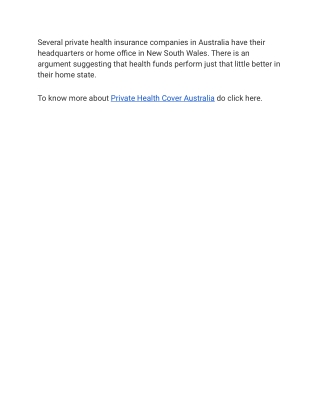 Private Health Cover Australia