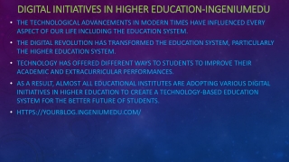 Digital Initiatives in Higher Education-IngeniumEdu